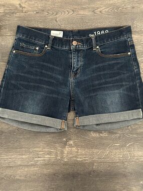 Dark Wash Denim Cuffed Shorts